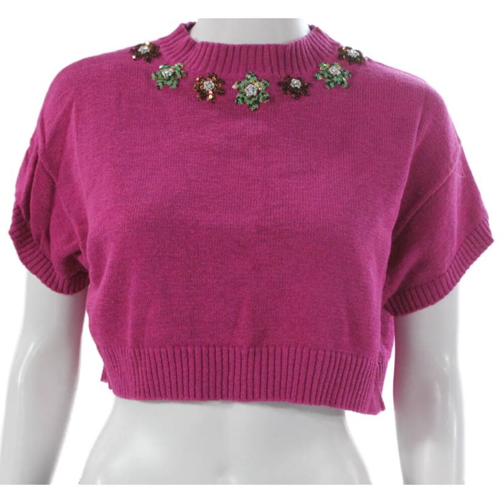 Max & Co Womens Pullover Sweater Pink Cotton Mock Neck Sleeveless Size S